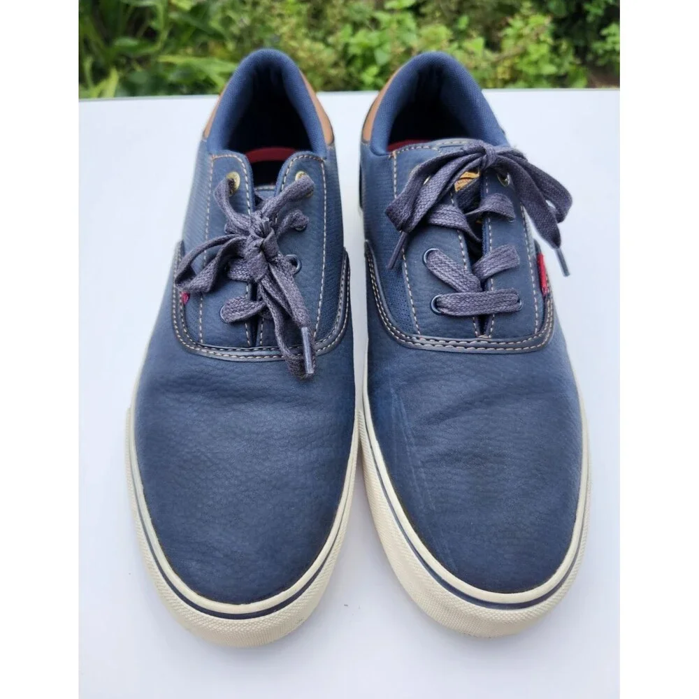 Levis Shoes Mens Size 10 Navy Brown Perforated Low Top Casual Sneakers Comfort